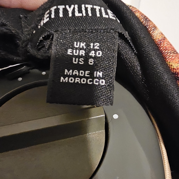 PrettyLittleThing  NWT Orange Mesh Animal Print Long  Sleeve Dress Sz 8 - Picture 5 of 11